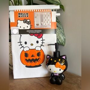 Hello Kitty Pumpkin Shower Curtain Halloween